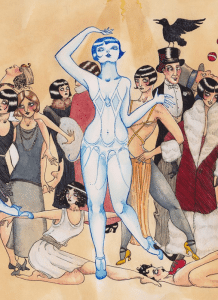 Detail of Carolyn Raship's "The Louise Brooks Triptych, Part 1", 2013