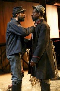 Louis Cancelmi and Sterling K. Brown in Father Comes Home from the Wars (Parts 1, 2 & 3). Photo credit: Joan Marcus.