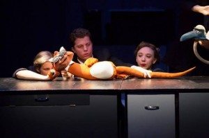 Hanley Smith, Eric Wright, Clare McNulty (Otter puppeteers) in "Powerhouse." Photo by Justin Khalifa.