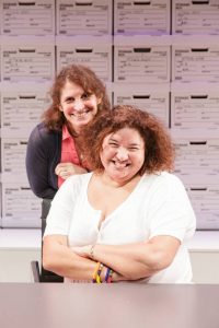 Deborah Zoe Laufer, playwright, and Liesl Tommy, director, of the Primary Stages and Ensemble Studio Theatre/Alfred P. Sloan Foundation production of Informed Consent at Primary Stages at The Duke on 42nd Street. (c) 2015 James Leynse.