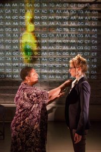 Myra Lucretia Taylor and Tina Benko in the Primary Stages and Ensemble Studio Theatre/Alfred P. Sloan Foundation production of Informed Consent by Deborah Zoe Laufer, directed by Liesl Tommy, at Primary Stages at The Duke on 42nd Street. (c) 2015 James Leynse.