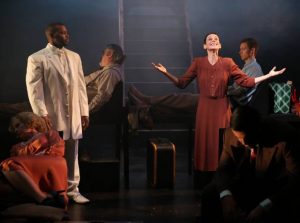 Lamar Giles as Archangel and Giselle Wolf as Insane Woman in Pullman Car Hiawatha. Photo credit: Carol Rosegg.