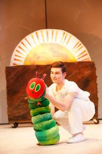 The Very Hungry Caterpillar and Jake Bazel.  Photo credit: Carol Rosegg.