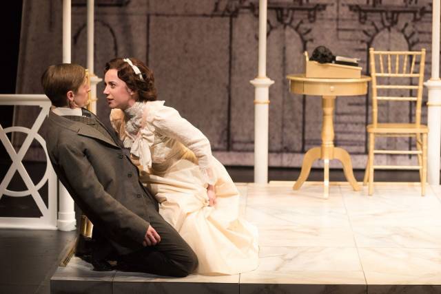 Jeremy Beck and Talene Monahon in WIDOWERS' HOUSES. Photo credit: Marielle Solan.